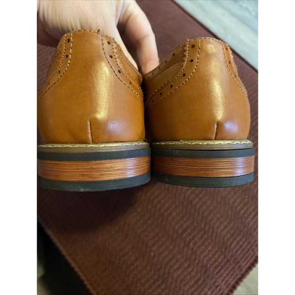 Jousen Milan Dress Shoes Mens Size 9 Yellow Brown Leather Wing Tip Oxfords - Picture 15 of 16